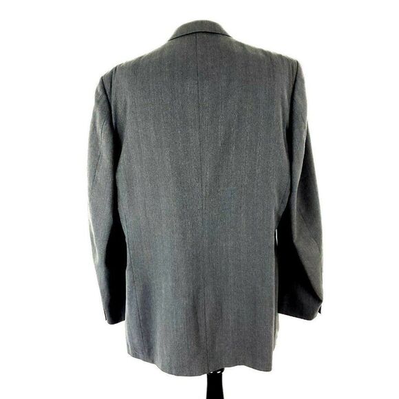 Pierre Cardin Wool 2 Button Blazer 44L Portly‎ Green Herringbone Striped Long - Picture 6 of 10